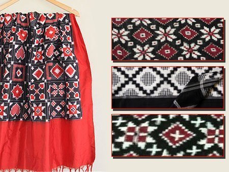 Andhra Pradesh - Telangana - Telia Rumal Saree - double ikat - ikkat - ikat weaving - charu creation blog - cotton fabric - cotton saree - cotton ikat saree - printed fabric - printed saree