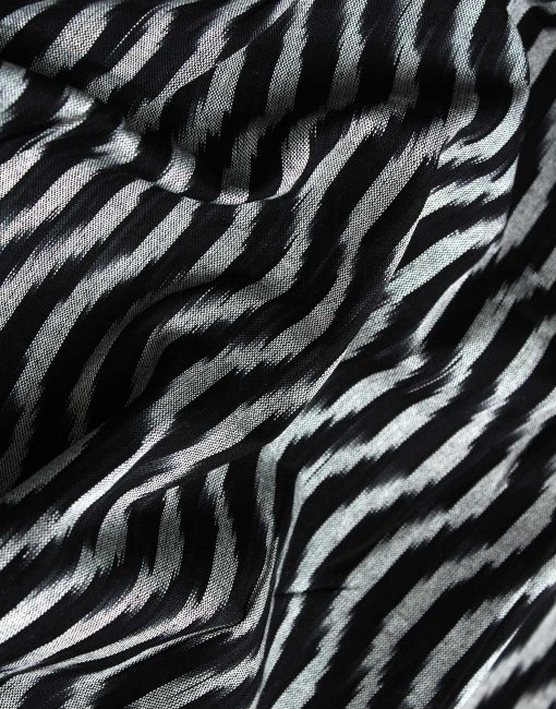 Black Color Ikat Dress Material Fabric - Image 3