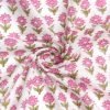 White Color Floral Print on Cotton Handblock Dress Material Fabric