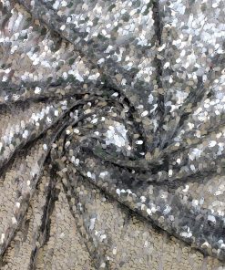 Silver Color Net Sequence Dress Material Fabric